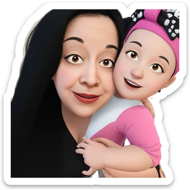 smiling girls with black hair sticker