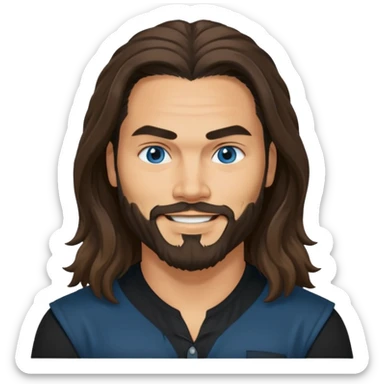 Blue eyes Jason mamoa longer hair smiling black shirt sticker