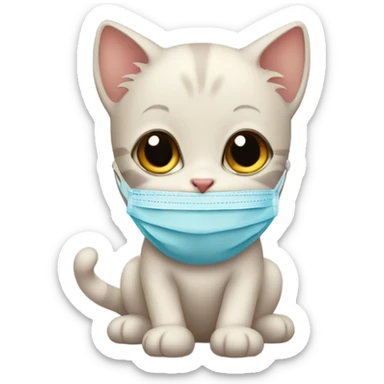 baby cat with covid mask sticker