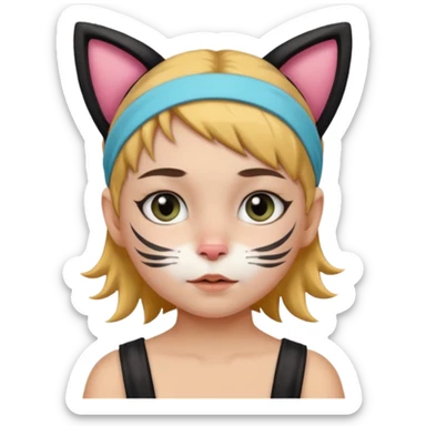 little kid with face paint and cat ear headband sticker