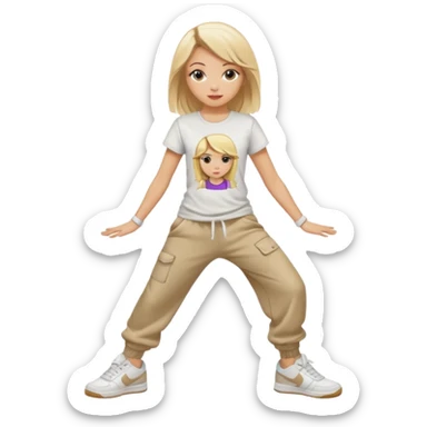 Hiphop dancer, with cute big pants, sneakers, and t-shirt. White girl blond sticker