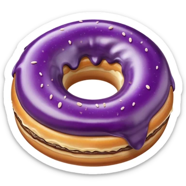 Eggplant in donut with cream sticker