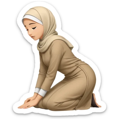 Islamic Woman Kneeling prostrated side view bent forwards sticker