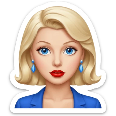 Lana Turner with blue eyes, red lip sticker
