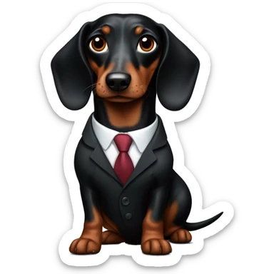 Black weiner dog in suit sticker