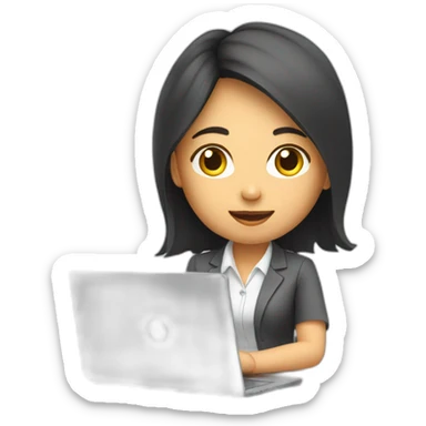 young asian office woman working behind laptop sticker