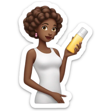 a woman with cosmetic products in her hand sticker