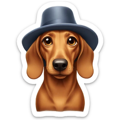 Daschund wearing a hat sticker