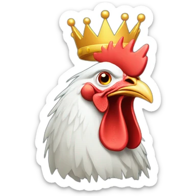 angry rooster having a crown on his head sticker