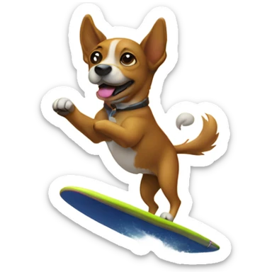 A dog doing a handstand surfing sticker