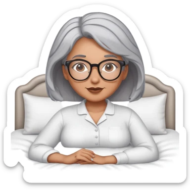 Curvy intimate gray hair glasses bed pose sticker