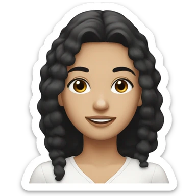 caucasian girl with black hair, brown eyes, black brows, white teeth. SandySoSweetie sticker