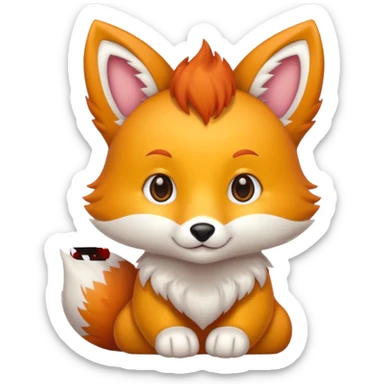 renard kawai avec un coeur jaune sticker