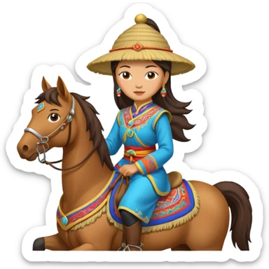 mongolian woman on horse sticker
