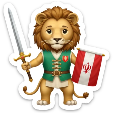 شیر شمشیر به دست در وست پرچم ایران sticker