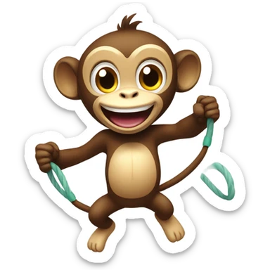 Monkey playing jump rope  sticker