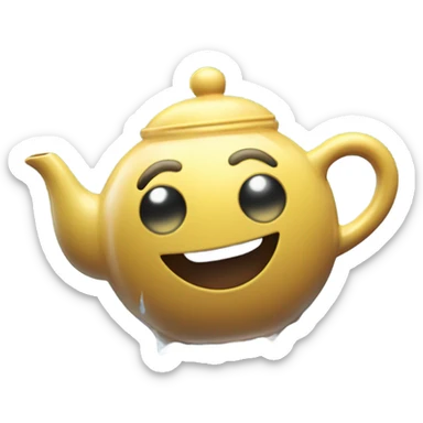  Teapot with leg dancing in the rain coming from the sky sticker