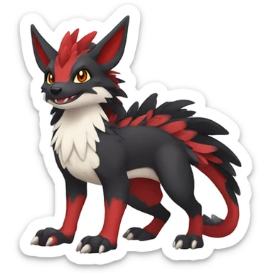 Anthro Cute cool black red nargacuga animal hybrid Fakemon full body sticker
