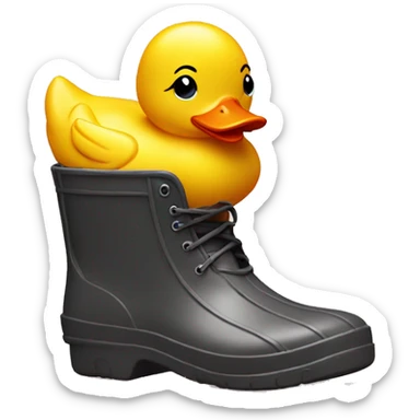 Yellow rubber duck wearing rainboots sticker