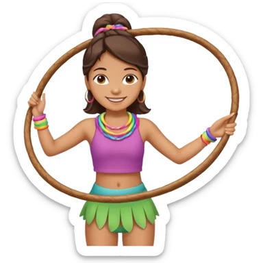 hula hoop at girl one arm sticker