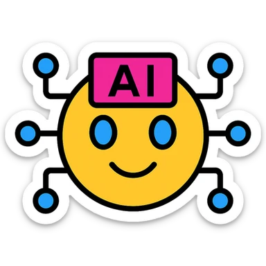 AI emoji icon, clean, techy sticker