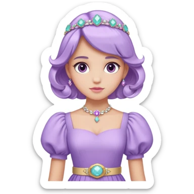 A pastel purple dress with puffed sleeves and gemstone belt.




























 sticker