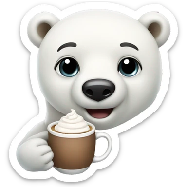 Polar bear with hot coco sticker