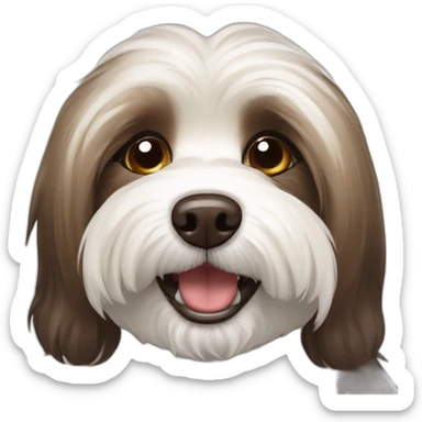 Brown and white havanese dog vampire teeth sticker