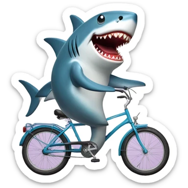 Shark on bycicle with icecream sticker