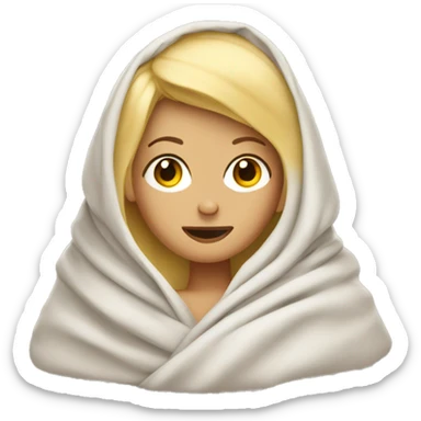 blonde girl wrapped in a blanket sticker