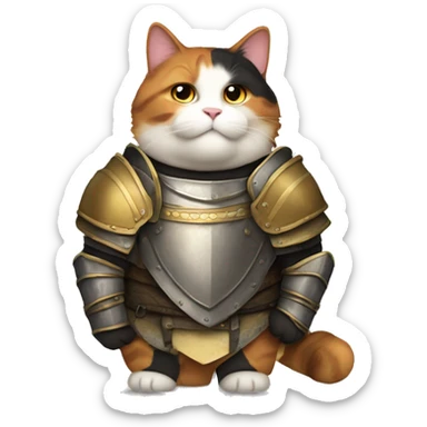 Fat calico cat with armor  sticker