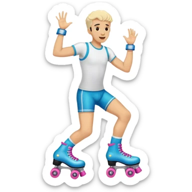 Guy singing while wearing roller skates  sticker