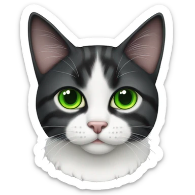 A black and white flop-eared Scottish cat with green eyes sticker