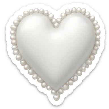 white heart with white pearls outlining the heart sticker