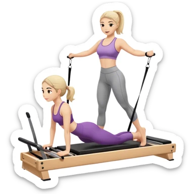 A girl doing a pilate reformer exercize sticker