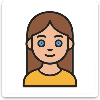 minimal flat icon style portrait of a girl with long straight brunette hair and blue eyes sticker