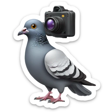 Pigeon with camera on head sticker