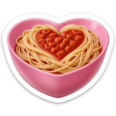Spaghetti in heartshaped pink bowl sticker