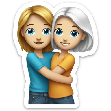 couple hug with warm smiles girl with blue eyes sticker