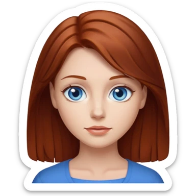 Woman with redish brown hair and blue eyes  sticker