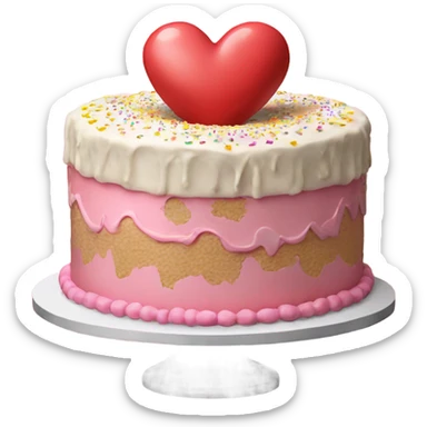 extravagant heart shaped birthday cake  sticker