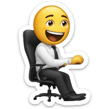 A small man sits in the office, flips the table, and the computer flies out sticker