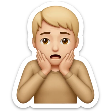 Make an emoji that looks stressed and is choking itself  sticker