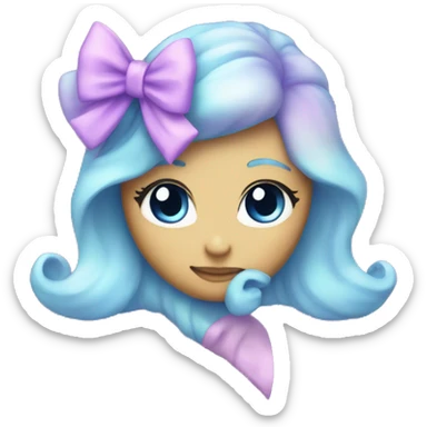 pastel blue and purple galaxy bow sticker