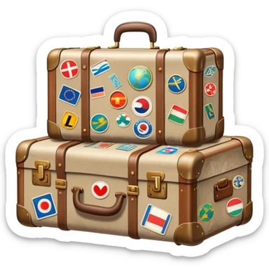 Suitcase with travel stickers from different countries sticker