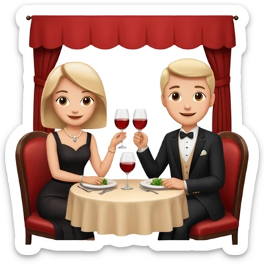  couple sitting and having dinner in a restaurant sticker