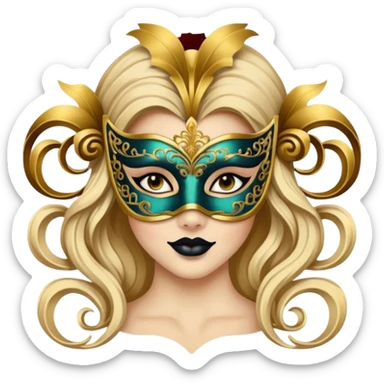 a woman with Masquerade  sticker
