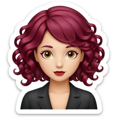 burgundy hair curl sticker