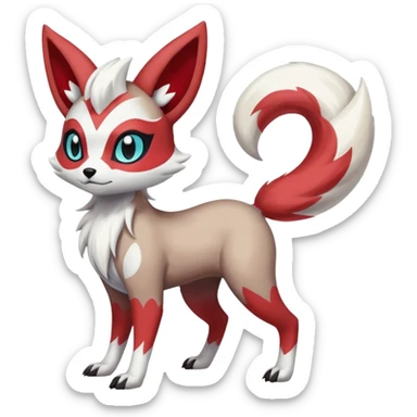 Colorful Skilled Adept Graceful Asian Painted Meloetta-Furret-Lycanroc-Absol-Zangoose-fusion-hybrid-creature (full body) sticker