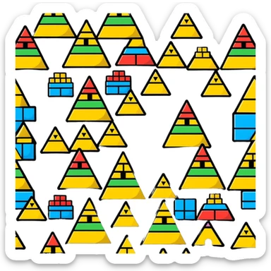 A cheerful pyramid of rainbow colored building blocks with cute faces sticker